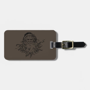 Old-Fashioned Santa Taupe Luggage Tag