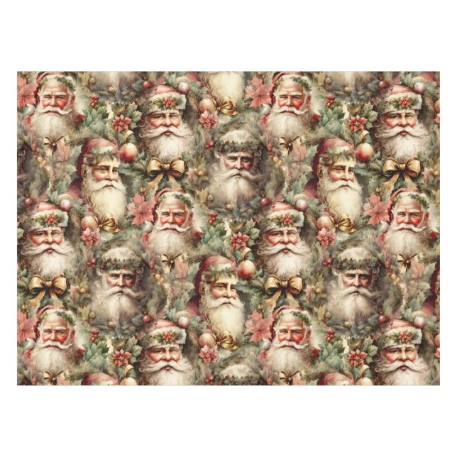 Old Fashioned Santa's With Wreaths    Tablecloth (Front (Horizontal))