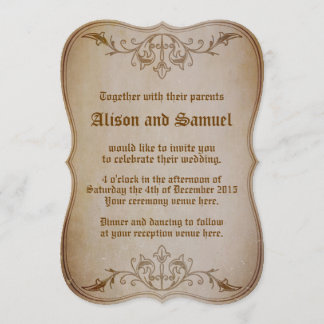Old Fashioned Sepia Wedding Invitation