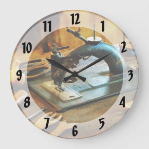 Old-Fashioned Sewing Machine Large Clock
