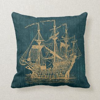 Old Fashioned Ship Nautical Themed Classic Style Cushion