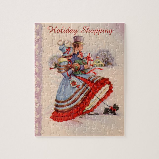 Old Fashioned Shopping Christmas Puzzle (Vertical)