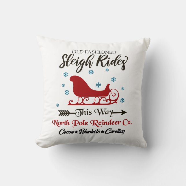 Old Fashioned Sleigh Rides Christmas Throw Pillow (Front)