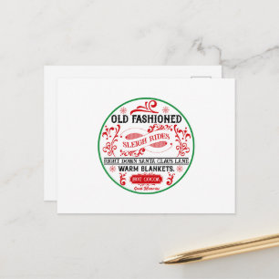 Old Fashioned sleigh rides Holiday Postcard