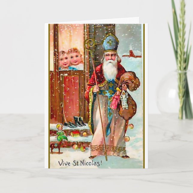 Old-Fashioned St. Nicolas Greeting Card (Front)
