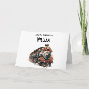 Old-Fashioned Steam Train Birthday Card
