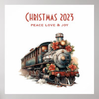 Old-Fashioned Steam Train Retro Christmas
