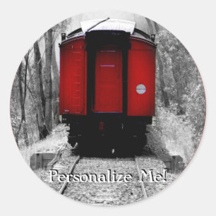 Old Fashioned Steam Train with Red Caboose Classic Round Sticker