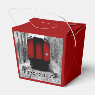 Old Fashioned Steam Train with Red Caboose Favour Box