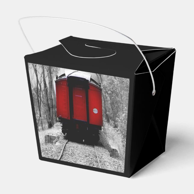 Old Fashioned Steam Train with Red Caboose Favour Box (Back Side)