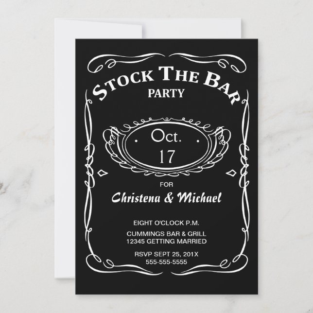 Old Fashioned Stock The Bar Shower Invitation (Front)