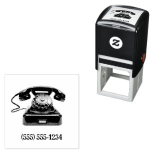 Old Fashioned Telephone Number Custom Self-inking Stamp