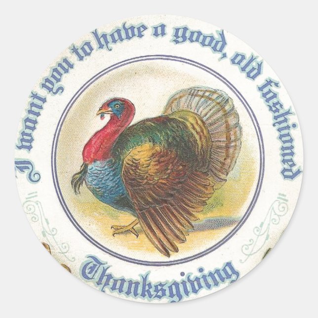 Old Fashioned Thanksgiving Classic Round Sticker (Front)