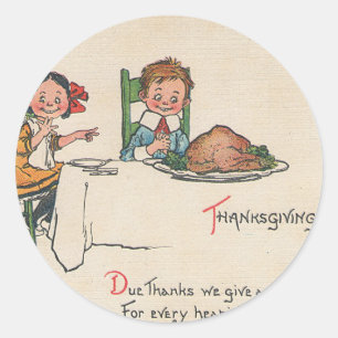old fashioned thanksgiving classic round sticker