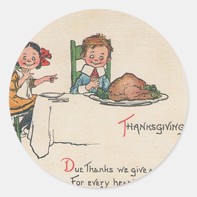 old fashioned thanksgiving classic round sticker (Front)