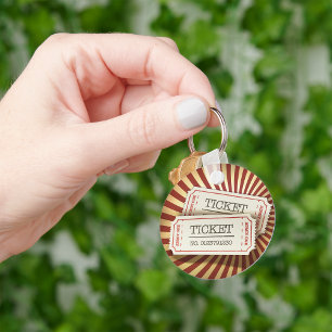 Old Fashioned Ticket Stub Carnival Theme Key Ring
