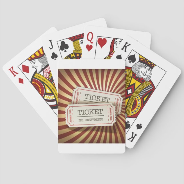 Old Fashioned Ticket Stub Carnival Theme Playing Cards (Back)