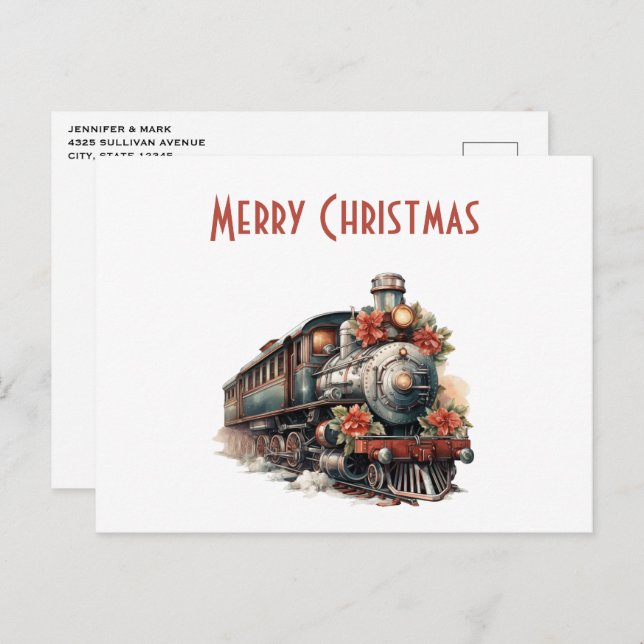 Old-Fashioned Train Retro Christmas Holiday (Front/Back)