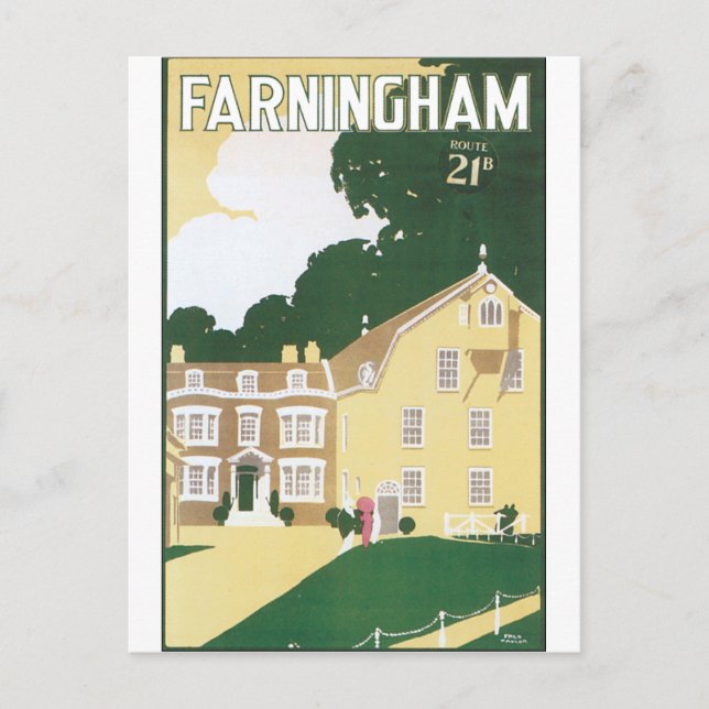 Old fashioned travel poster for Farningham Postcard (Front)