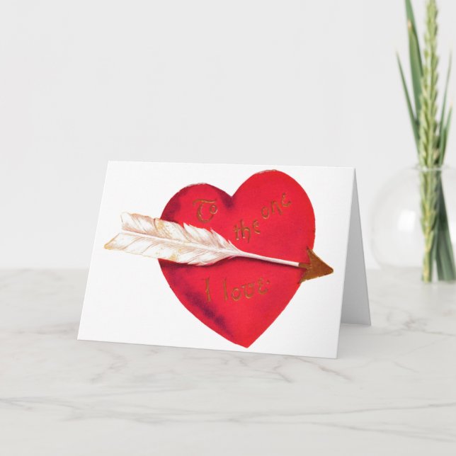 Old Fashioned Valentine's Heart Holiday Card (Front)