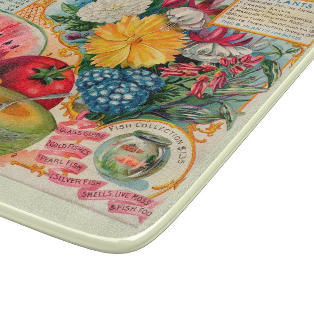 Old fashioned vegetable fruit flower seed advertis cutting board (Corner)