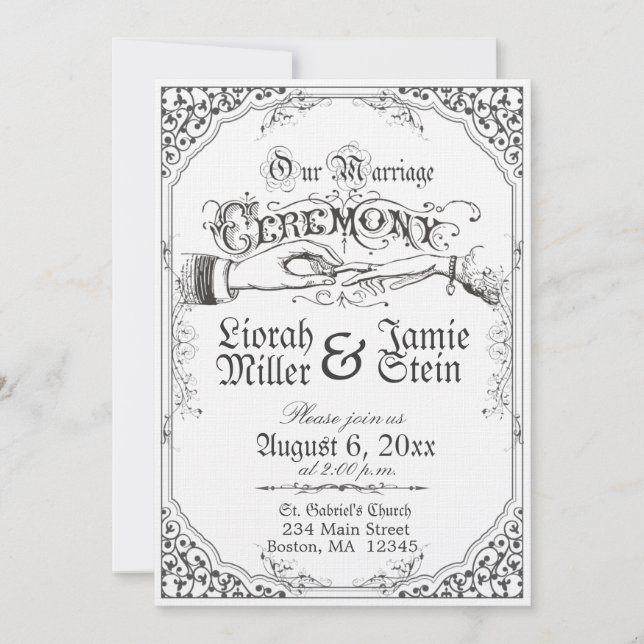Old fashioned Victorian Ceremony Invitation (Front)