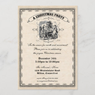 Old Fashioned Victorian Christmas Party Invitation
