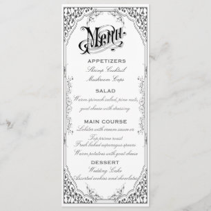 Old fashioned Victorian Menu