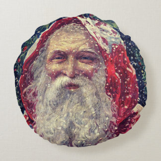 Old-fashioned Victorian Saint Nicholas Round Cushion