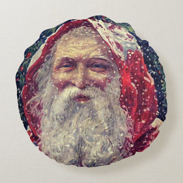 Old-fashioned Victorian Saint Nicholas Round Cushion (Back)