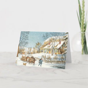 Old-Fashioned Vintage Christmas Card Blank Inside