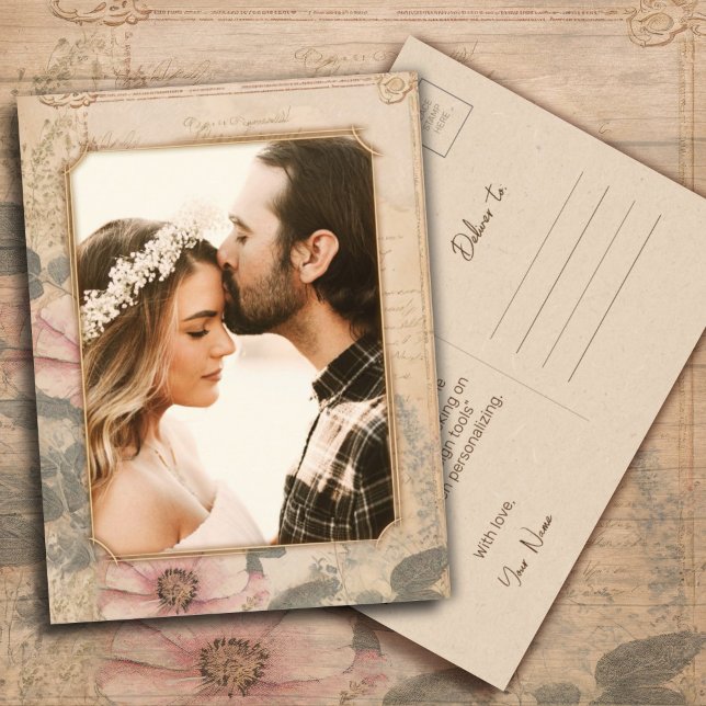Old Fashioned Vintage Style Own Photo Template Postcard (Creator Uploaded)