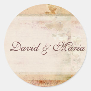 Old fashioned vintage wedding design classic round sticker