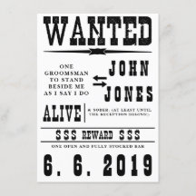 Old Fashioned Wanted Groomsman Card Invitation
