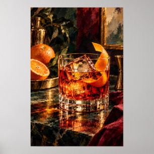 Old Fashioned Whiskey Cocktail with Orange – Warm Poster