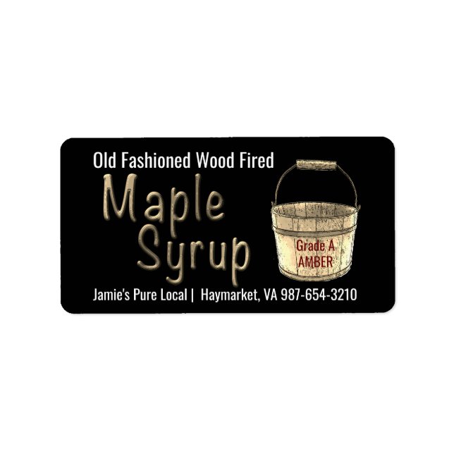 Old Fashioned Wood Fired Tap & Bucket Maple Syrup  Label (Front)