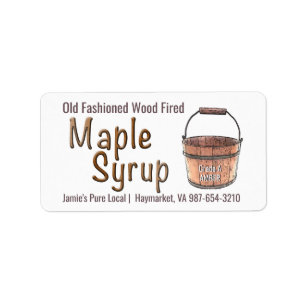 Old Fashioned Wood Fired Tap & Bucket Maple Syrup  Label