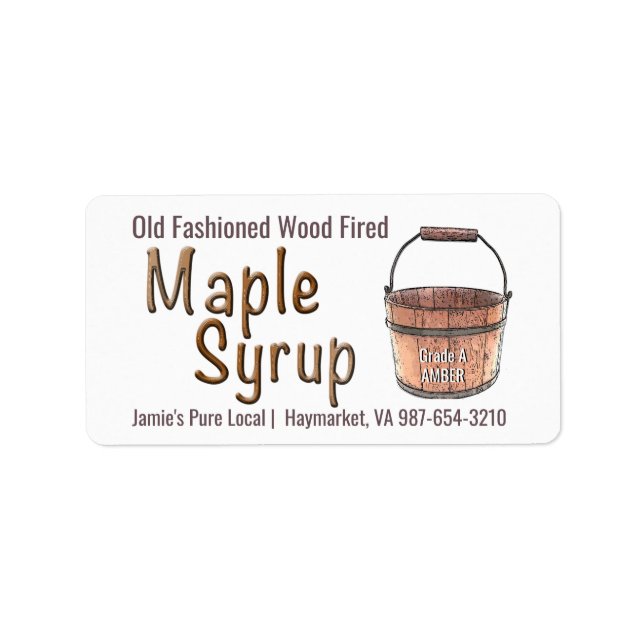 Old Fashioned Wood Fired Tap & Bucket Maple Syrup  Label (Front)