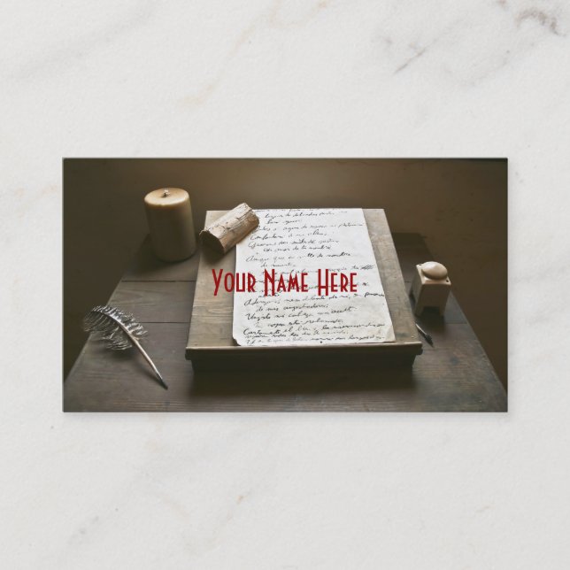 Old Fashioned Writing Business Card (Front)