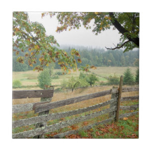Old Fence On A Farm Ceramic Tile