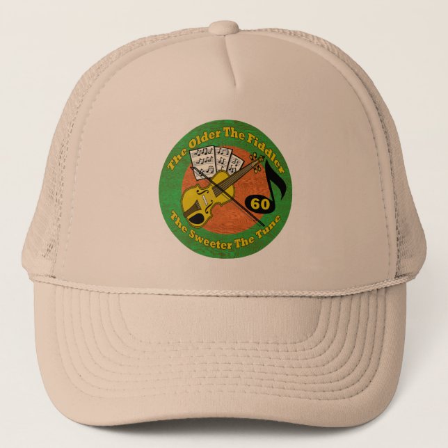 Old Fiddler 60th Birthday Gifts Trucker Hat (Front)