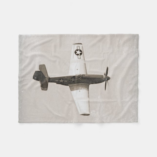 Old Fighter Aeroplanes B&W Fleece Blanket (Front (Horizontal))