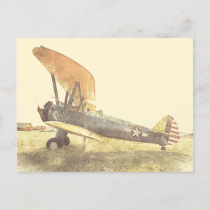 Old Fighter Biplane Airplanes Postcard