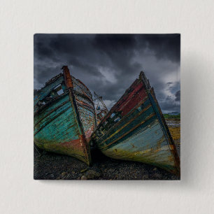 Old Fishing Boats 15 Cm Square Badge