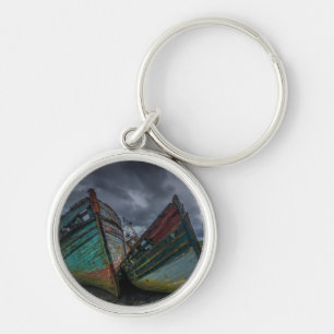 Old Fishing Boats Key Ring