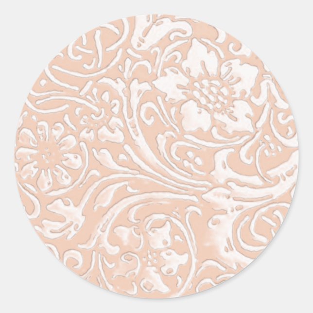 Old Floral, Peach Classic Round Sticker (Front)