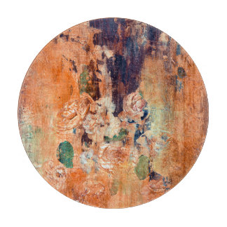 Old floral wallpaper, grunge vignette. cutting board