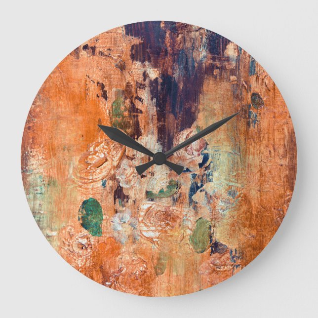Old floral wallpaper, grunge vignette. large clock (Front)