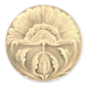 Old flower tile ceramic knob