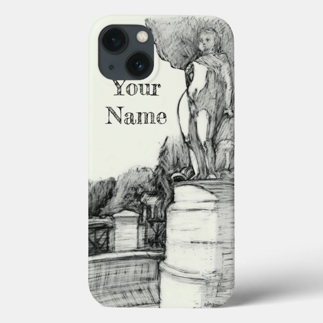 Old fountain in the park with sculpture boy Case-Mate iPhone case (Back)